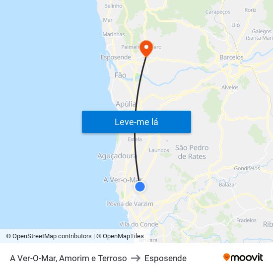 A Ver-O-Mar, Amorim e Terroso to Esposende map