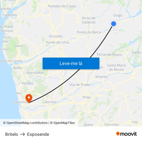 Britelo to Esposende map