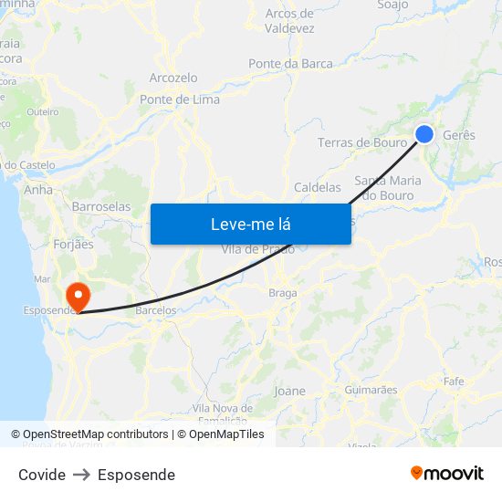 Covide to Esposende map