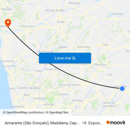 Amarante (São Gonçalo), Madalena, Cepelos e Gatão to Esposende map