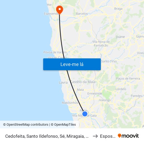 Cedofeita, Santo Ildefonso, Sé, Miragaia, São Nicolau e Vitória to Esposende map
