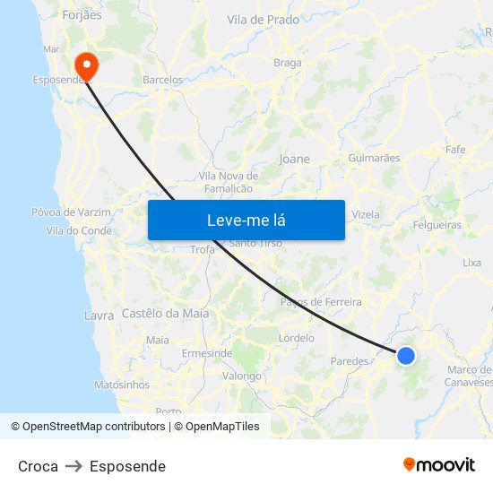 Croca to Esposende map