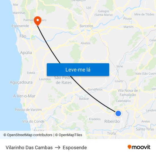 Vilarinho Das Cambas to Esposende map