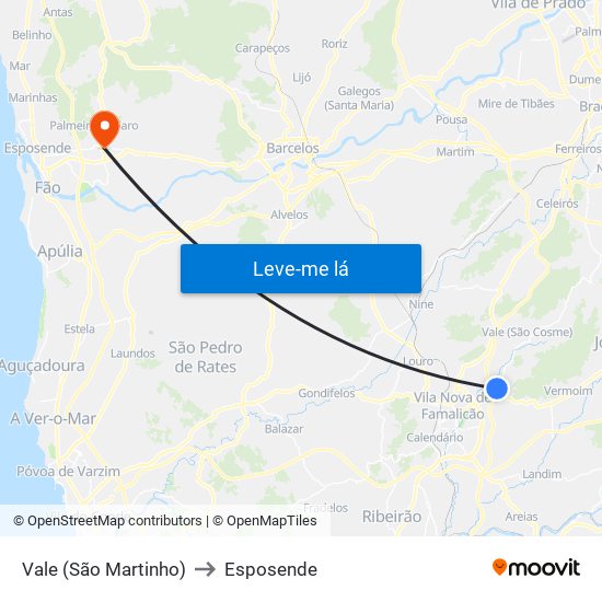Vale (São Martinho) to Esposende map