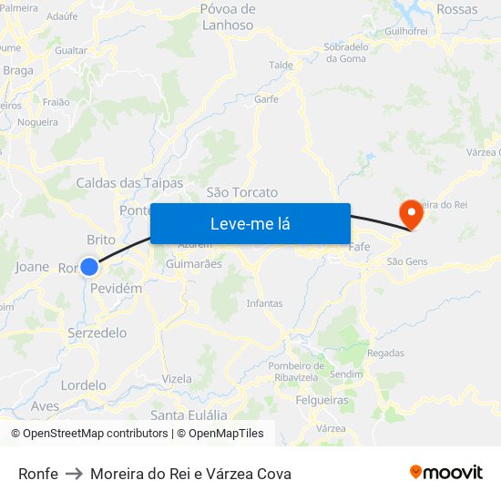 Ronfe to Moreira do Rei e Várzea Cova map