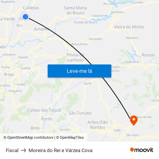 Fiscal to Moreira do Rei e Várzea Cova map