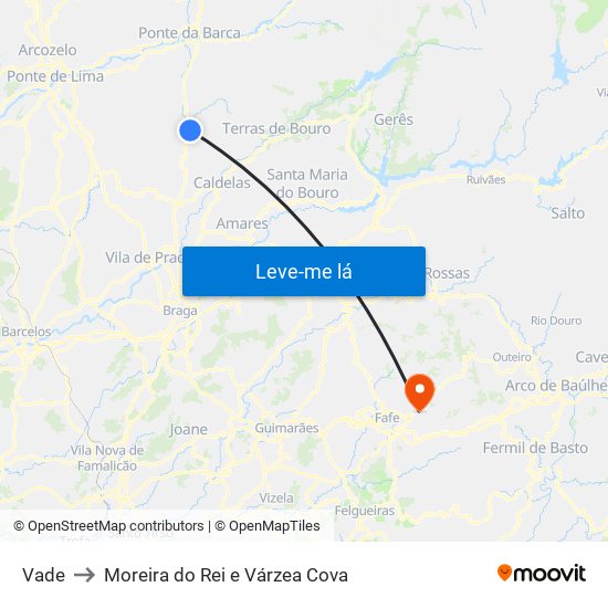 Vade to Moreira do Rei e Várzea Cova map