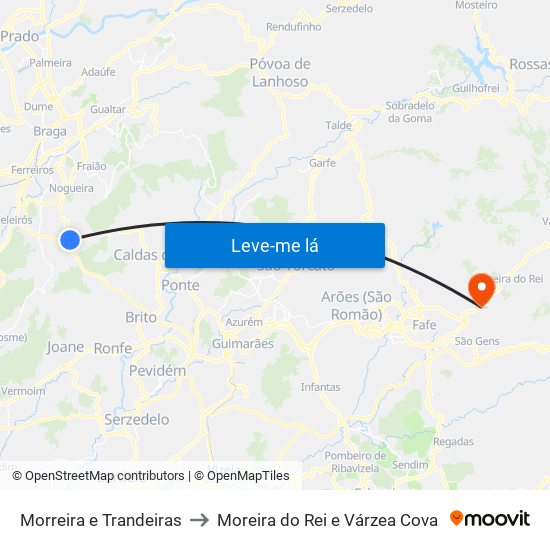 Morreira e Trandeiras to Moreira do Rei e Várzea Cova map