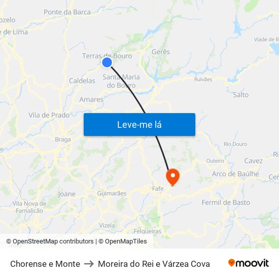 Chorense e Monte to Moreira do Rei e Várzea Cova map