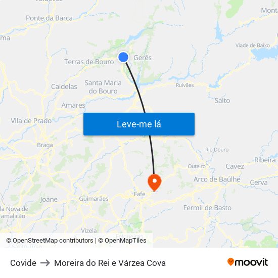 Covide to Moreira do Rei e Várzea Cova map