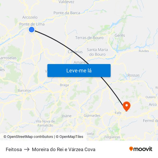 Feitosa to Moreira do Rei e Várzea Cova map