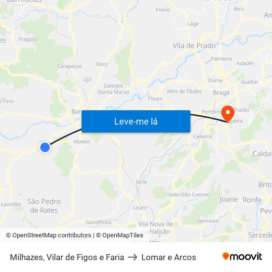 Milhazes, Vilar de Figos e Faria to Lomar e Arcos map