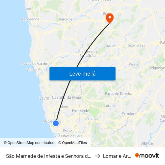 São Mamede de Infesta e Senhora da Hora to Lomar e Arcos map