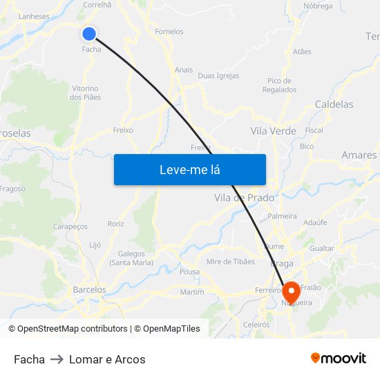 Facha to Lomar e Arcos map