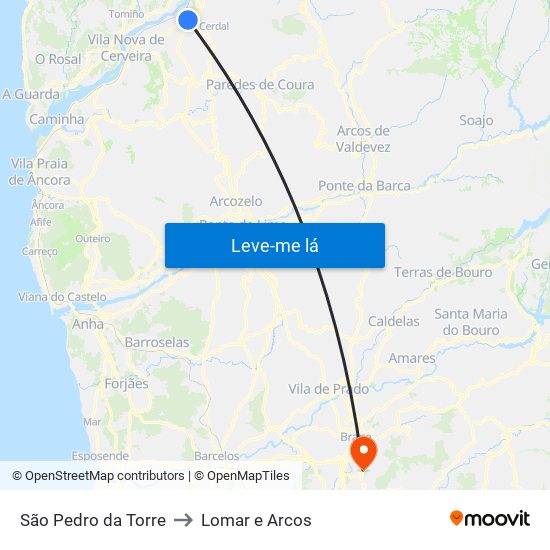 São Pedro da Torre to Lomar e Arcos map