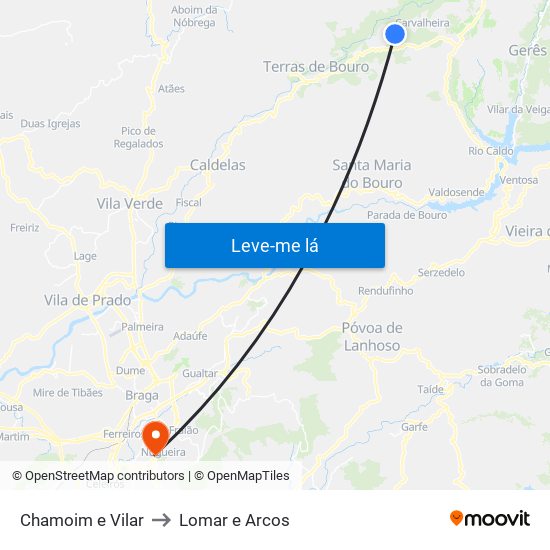 Chamoim e Vilar to Lomar e Arcos map