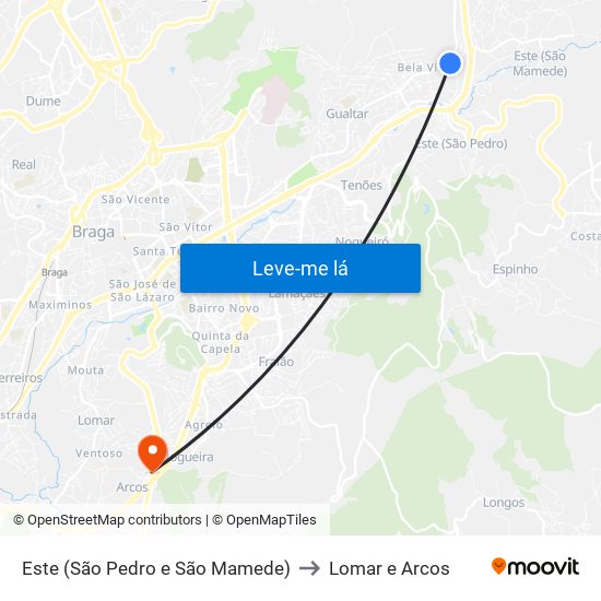 Este (São Pedro e São Mamede) to Lomar e Arcos map