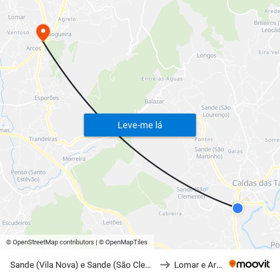 Sande (Vila Nova) e Sande (São Clemente) to Lomar e Arcos map