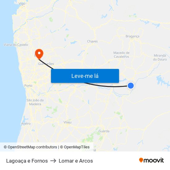 Lagoaça e Fornos to Lomar e Arcos map