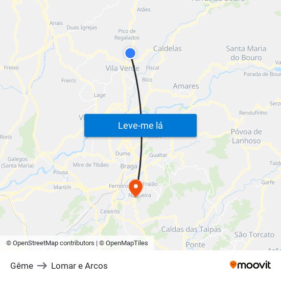 Gême to Lomar e Arcos map