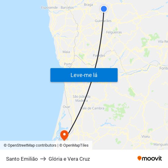 Santo Emilião to Glória e Vera Cruz map