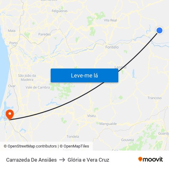 Carrazeda De Ansiães to Glória e Vera Cruz map