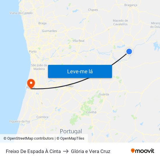 Freixo De Espada À Cinta to Glória e Vera Cruz map