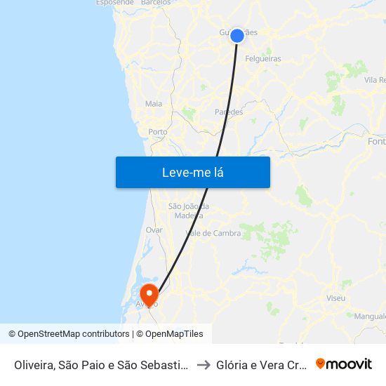 Oliveira, São Paio e São Sebastião to Glória e Vera Cruz map