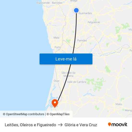 Leitões, Oleiros e Figueiredo to Glória e Vera Cruz map