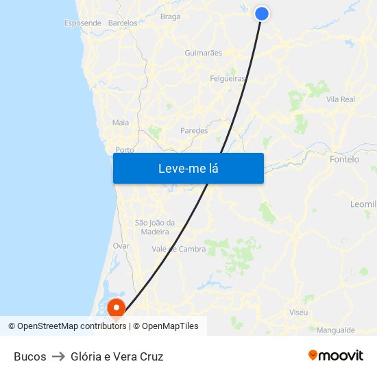 Bucos to Glória e Vera Cruz map