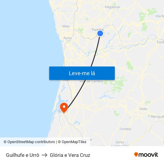 Guilhufe e Urrô to Glória e Vera Cruz map