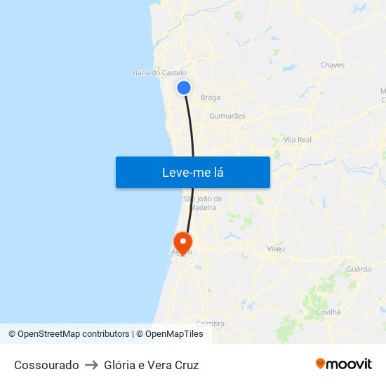 Cossourado to Glória e Vera Cruz map