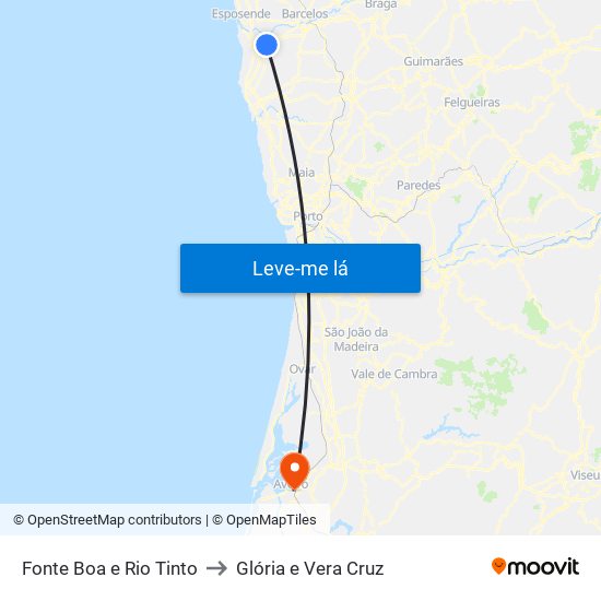 Fonte Boa e Rio Tinto to Glória e Vera Cruz map