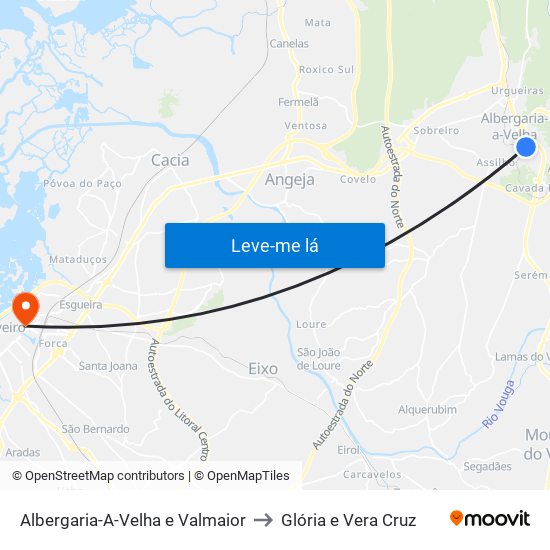 Albergaria-A-Velha e Valmaior to Glória e Vera Cruz map