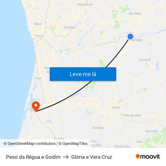 Peso da Régua e Godim to Glória e Vera Cruz map