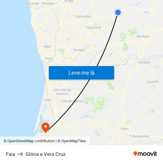 Faia to Glória e Vera Cruz map