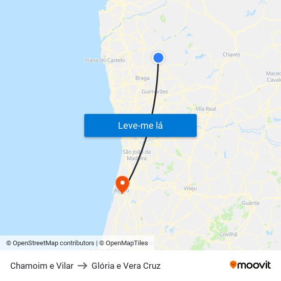 Chamoim e Vilar to Glória e Vera Cruz map