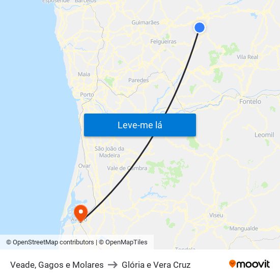 Veade, Gagos e Molares to Glória e Vera Cruz map
