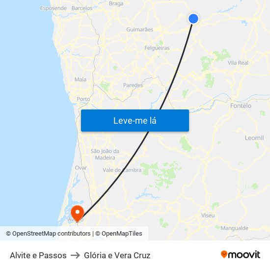 Alvite e Passos to Glória e Vera Cruz map