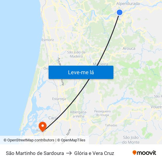 São Martinho de Sardoura to Glória e Vera Cruz map