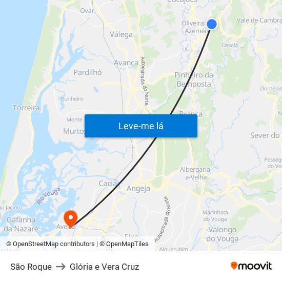 São Roque to Glória e Vera Cruz map