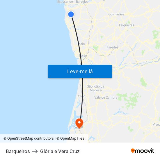 Barqueiros to Glória e Vera Cruz map