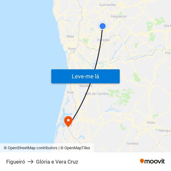 Figueiró to Glória e Vera Cruz map