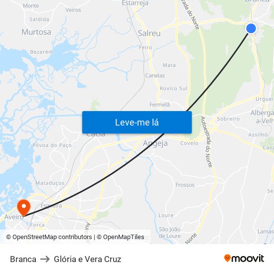 Branca to Glória e Vera Cruz map