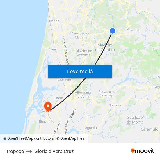Tropeço to Glória e Vera Cruz map