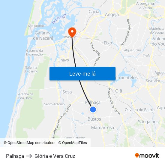 Palhaça to Glória e Vera Cruz map