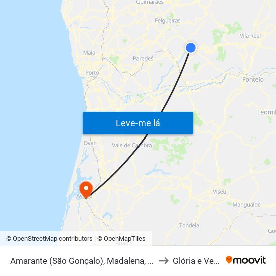 Amarante (São Gonçalo), Madalena, Cepelos e Gatão to Glória e Vera Cruz map