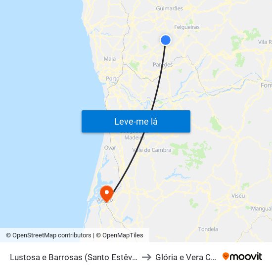 Lustosa e Barrosas (Santo Estêvão) to Glória e Vera Cruz map