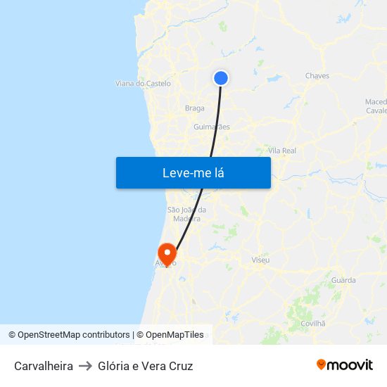 Carvalheira to Glória e Vera Cruz map