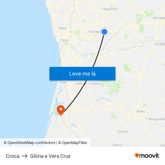 Croca to Glória e Vera Cruz map